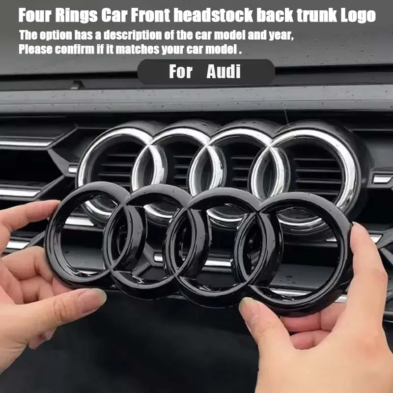 ABS Four Ring Car Logo Cover Front Grille Badge Rear Trunk Emblem Decal For Audi A4 A3 A5 A6 A7 A8 Q2 Q3 Q5 Q7 Q8 Accessories