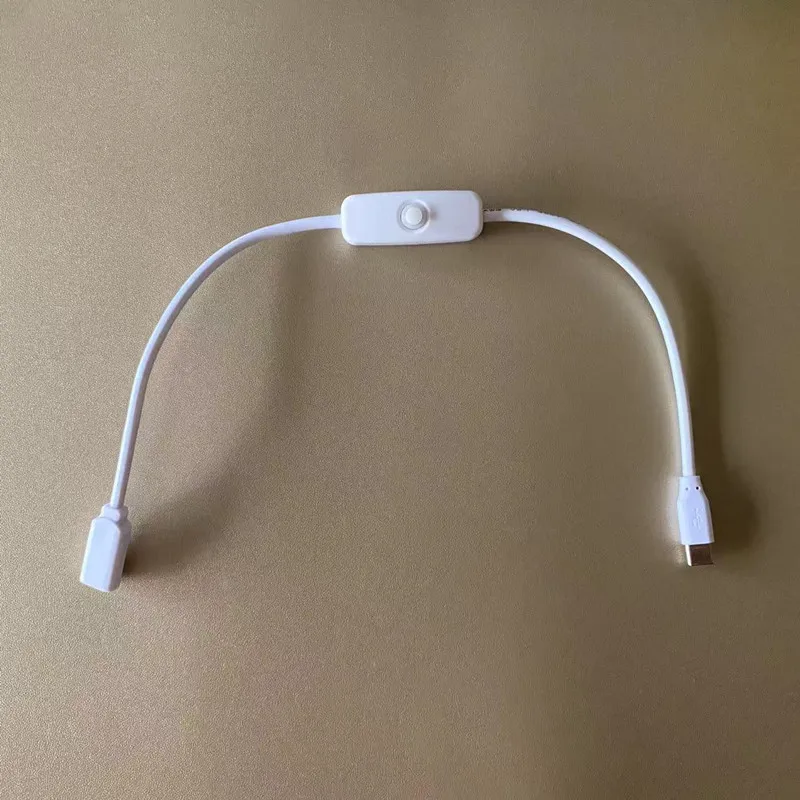 USB C Male to Female Extension Cable with On/Off Switches Black Or White Type C Switch Cable
