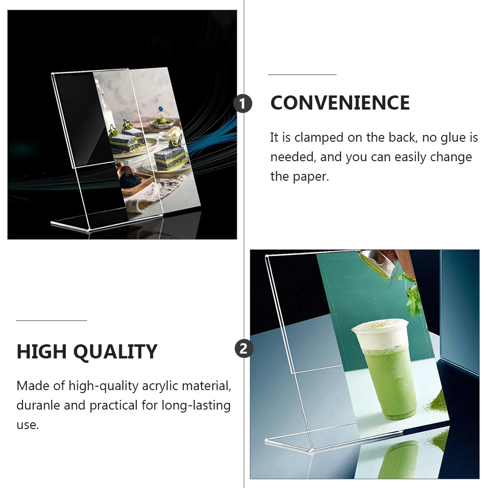 

2pcs Acrylic Sign Holder 8.5X11 Clear Menu Display Stand Table Desktop Photo Rack Flyer Holder Meeting Exhibition Use