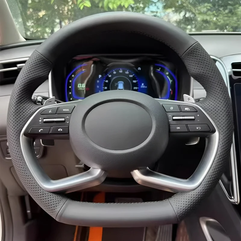 For Modern Tucson L 21-23 Hand-sewn steering wheel cover; lightweight and breathable; full-coverage style modification design