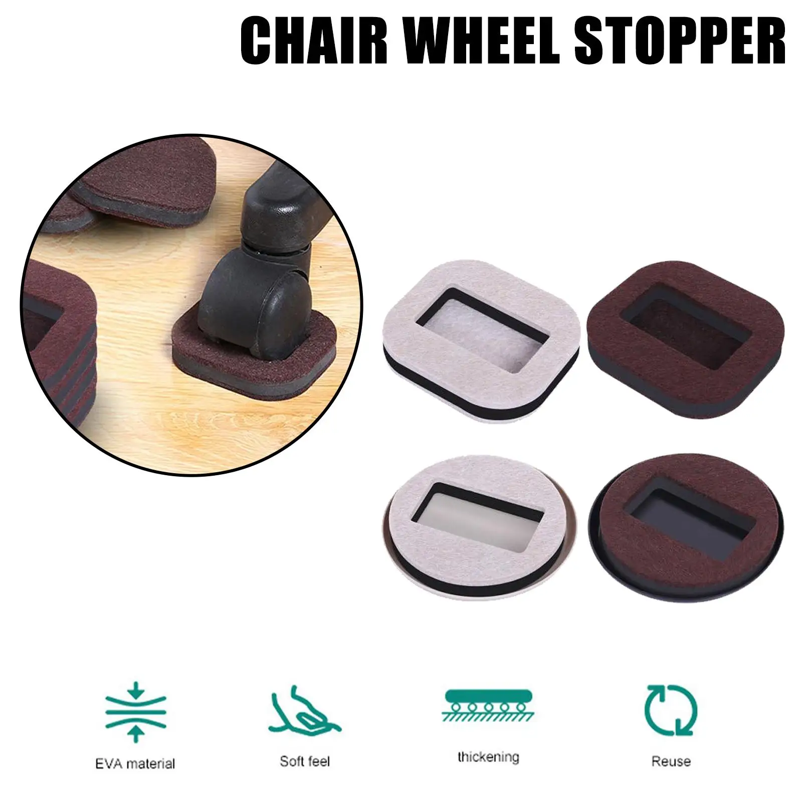 5pcs Office Chair Wheel Stopper Chair Fixing Shockproof Carpet Furniture Pad Caster Wood Scratches Stopper Wheel Floor Prev G4F1