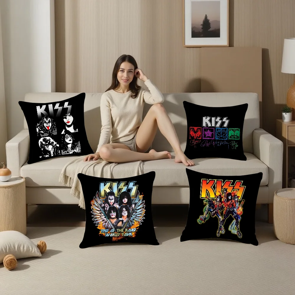 

K-KISS Rock & Roll Pillow Case Plush Fabric Soft Pillowcase Double Sided Print Cushion Cover Household Gifts