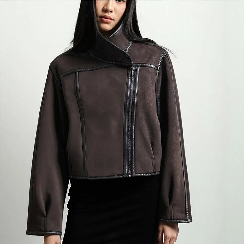 

2025 Autumn and Winter New Women's Fashion European and American Style Solid Color Versatile Double-Sided Jacket