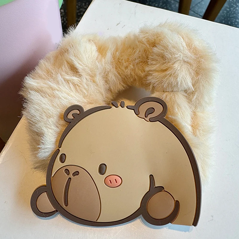 Cartoon Cute Capybara Plush Hair Rin Kawaii Animal Elastic Rubber Bands Large Intestine Hair Rope For Women Hair Accessories image 5
