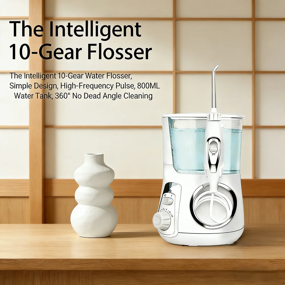 

Countertop Dental Water Flosser 10 Modes 800ML Electric Oral Irrigator Teeth Cleaner for Adults Home Use