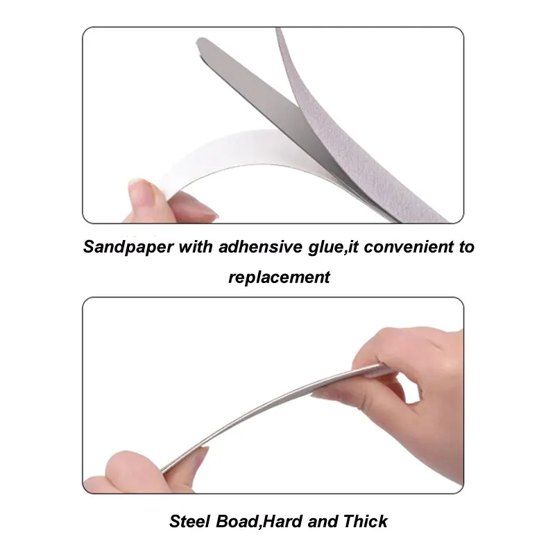 ملفات أظافر بديلة 80/، أوسادات رملي نصف قمر رملي مع مقبض معدني ، ملفات متينة قابلة للإزالة