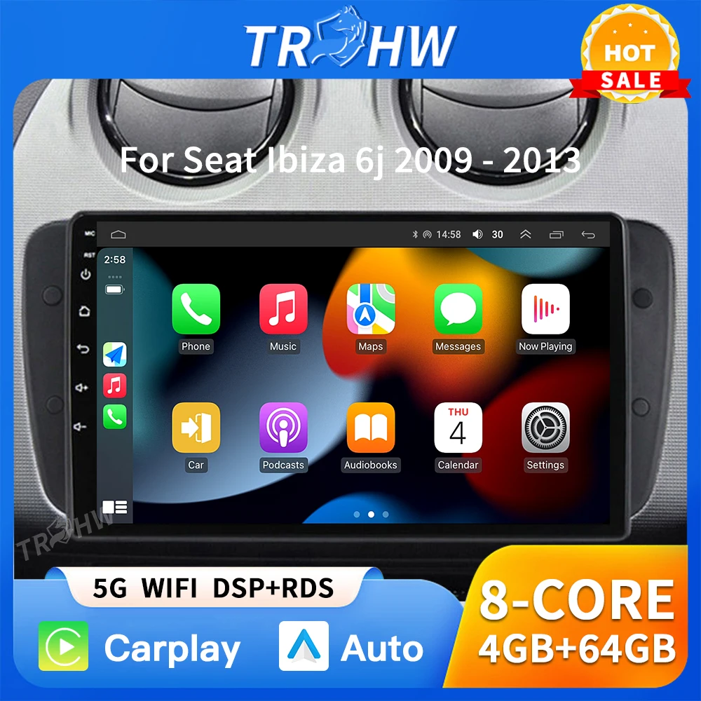 

Android Car Radio for Seat Ibiza MK4 6J 2008-2015 Multimedia Player CarPlay Android Auto GPS Bluetooth WIFI Car Head Unit 9inch