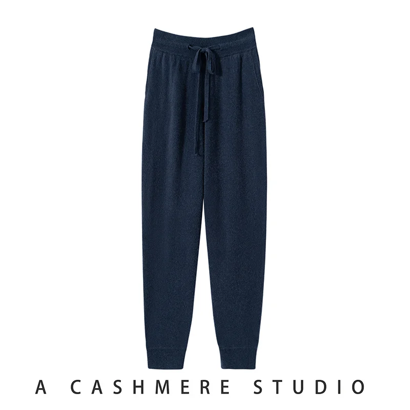 Высокое качество, 100% кашемировые брюки, мужские брюки с высокой талией, осень-зима, новые повседневные вязаные леггинсы, теплые модные свободные мужские брюки