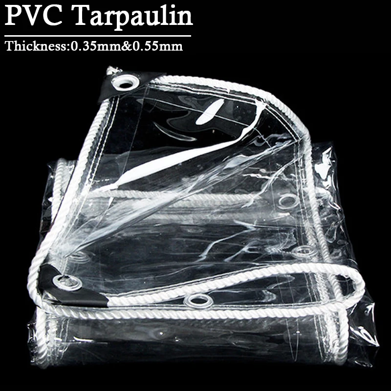 Thickness 0.35mm/0.55mm Transparent PVC Tarpaulin Balcony Waterproof Tarp Cover Garden Succulent Plants Clear Rainproof Cloth