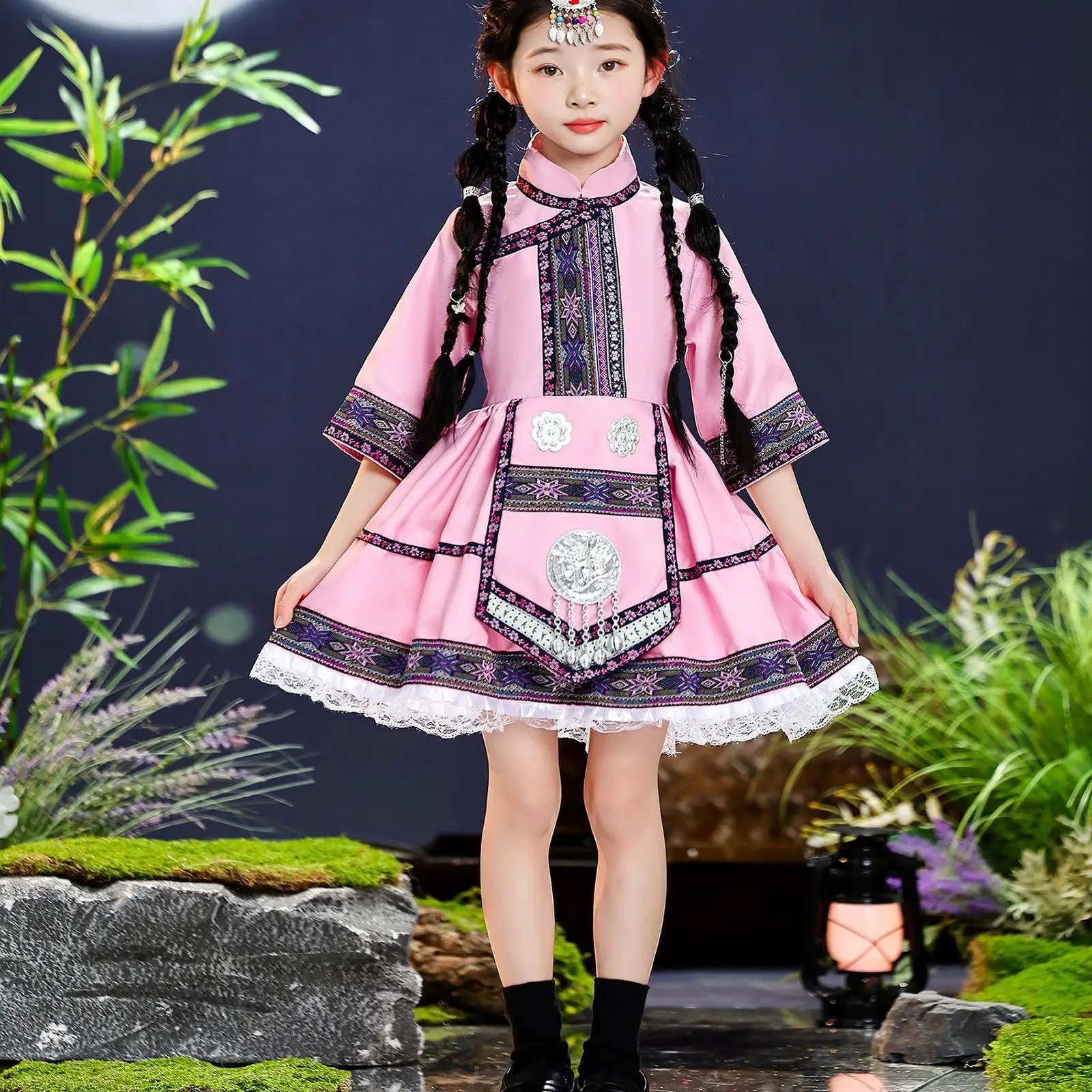 

Новая детская одежда для выступлений Li GuangXi Zhuang, этнические Minori для мальчиков и девочек, яо, традиционные костюмы в этническом стиле