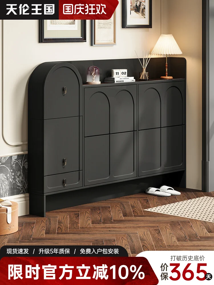 American retro shoe door against the wall French tipping bucket extremely narrow  black shoe changing stool integrated