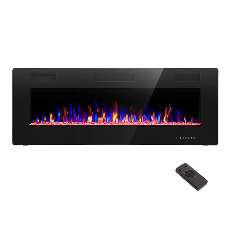 Electric Fireplace 50 inch Recessed and Wall Mounted,The Thinnest FireplaceLow Noise, Fit for 2 x 6 Stud, Remote