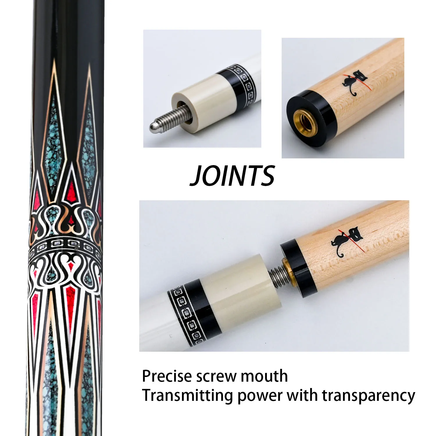 

Durable Professional 1/2 Split Pool Cue - Maple Shaft, 13mm Multi-Layered Tip for Precision 8-Ball & 9-Ball Play