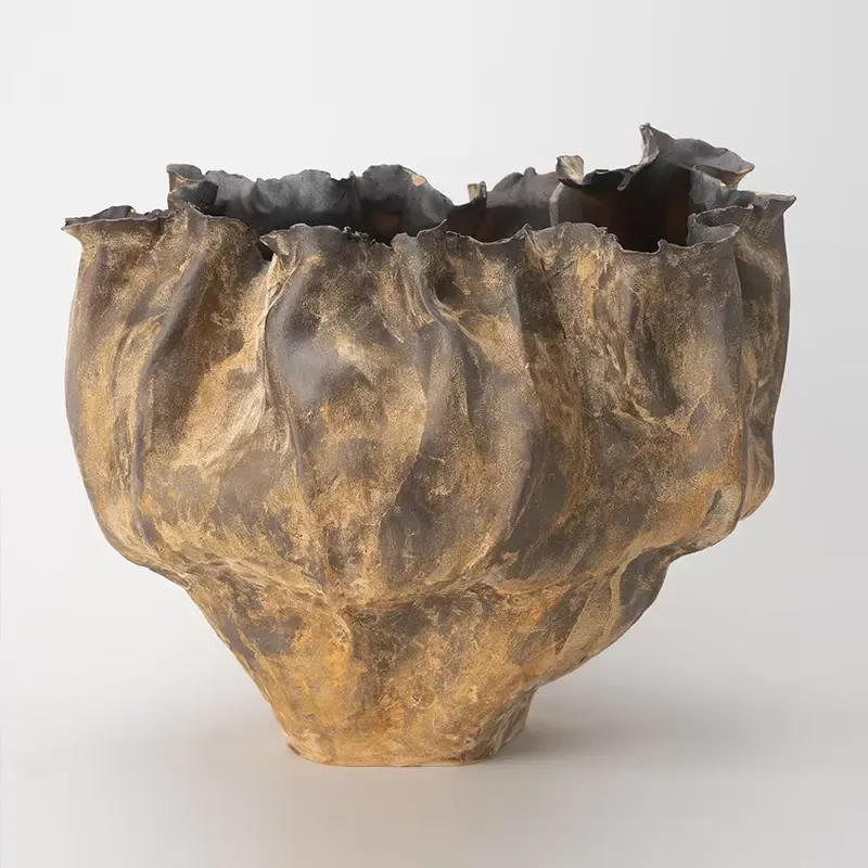 French ceramic vase home decoration high-end niche flower arrangement ornament matte glazed tabletop ornament