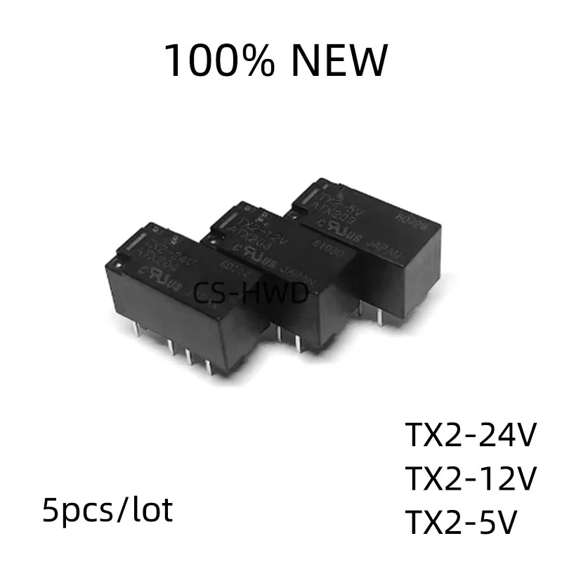 5pcs Original New TX2-5VDC TX2-5V TX2-12VDC TX2-12V ATX203 TX2-24VDC TX2-24V ATX204 DIP-8 2A DC5V DC12V DC24V Signal Relay