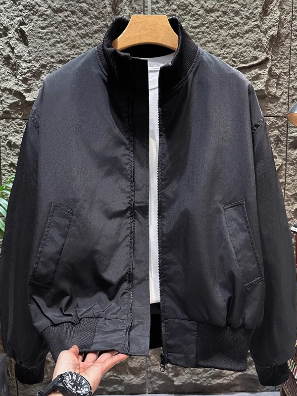 

Мужская хлопковая куртка-бомбер в американском стиле для весны и осени, модная бейсбольная куртка с воротником-стойкой, верхняя одежда