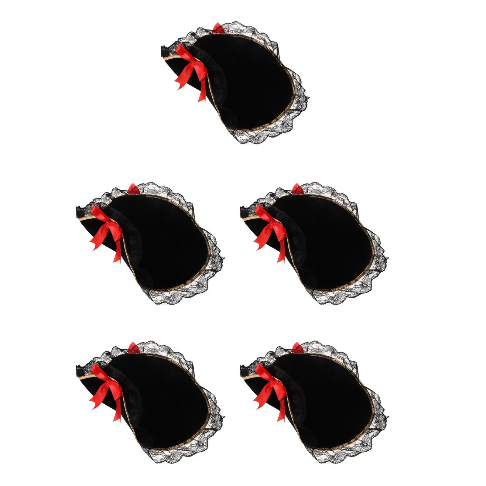 5 pezzi 5 pezzi costume da festa di Halloween accessori da pirata femminile cappello in maschera puntelli cosplay neri