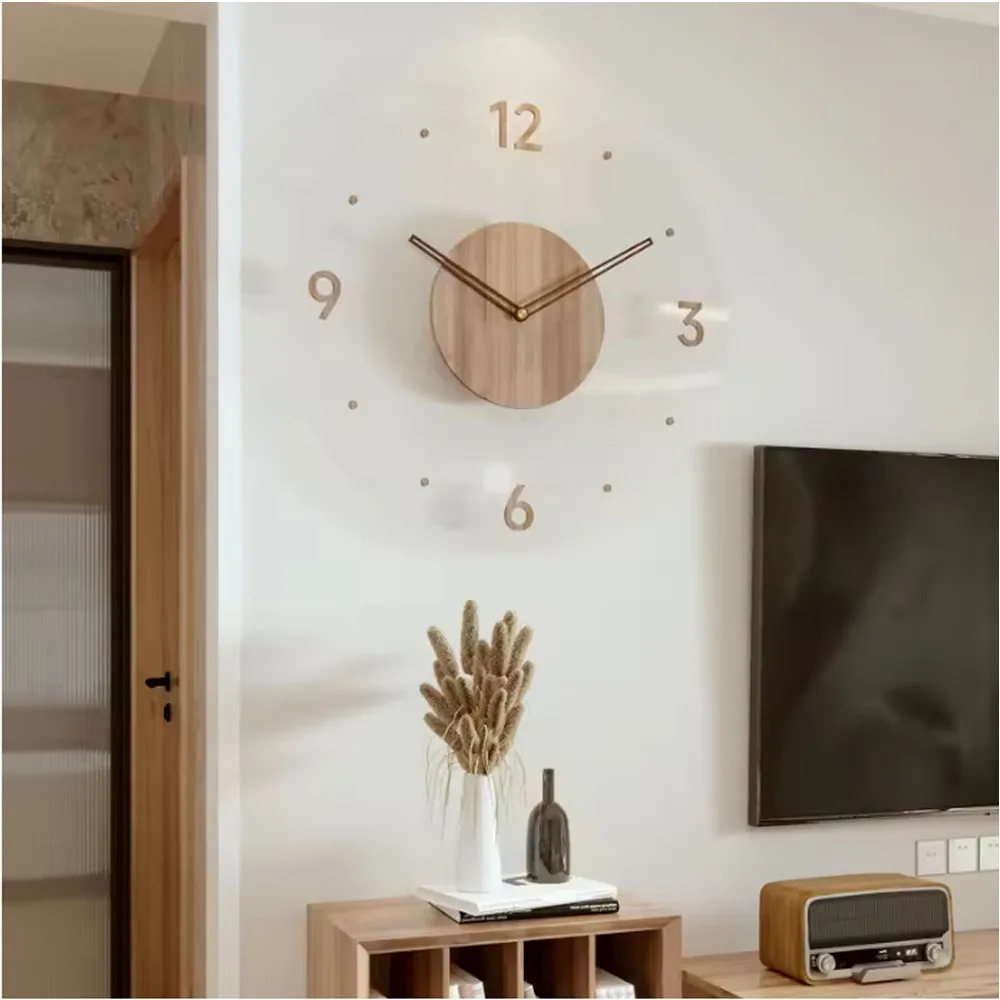 16 Inch New Solid Wood  Wall Clock Nordic Simple Silent Quartz Clock Creative Large Decor Clock For Living Room Home
