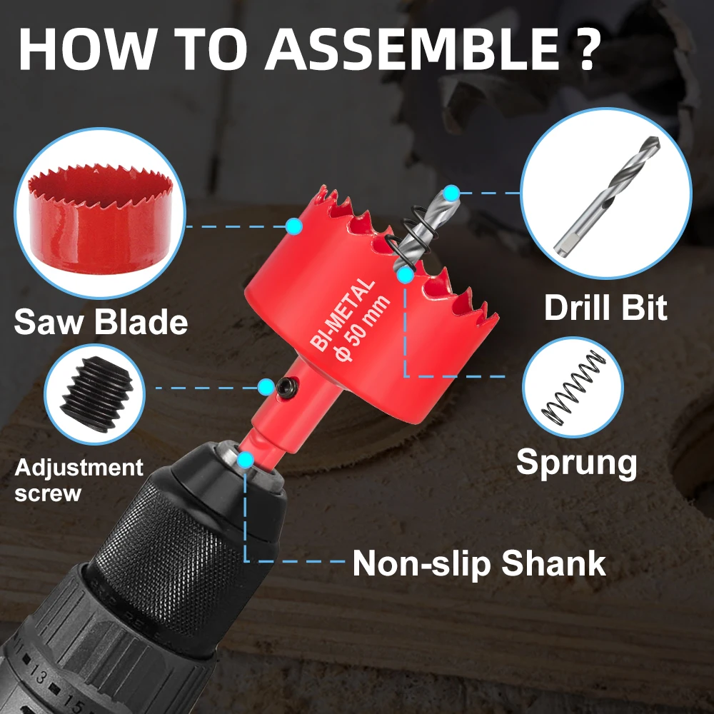 XCAN Loch Sah Bohrer 14-125mm Bi-metall Core Bohrer für Holzbearbeitung Loch Bohren Cutter Loch sah Cutter Loch Opener – Detail 9