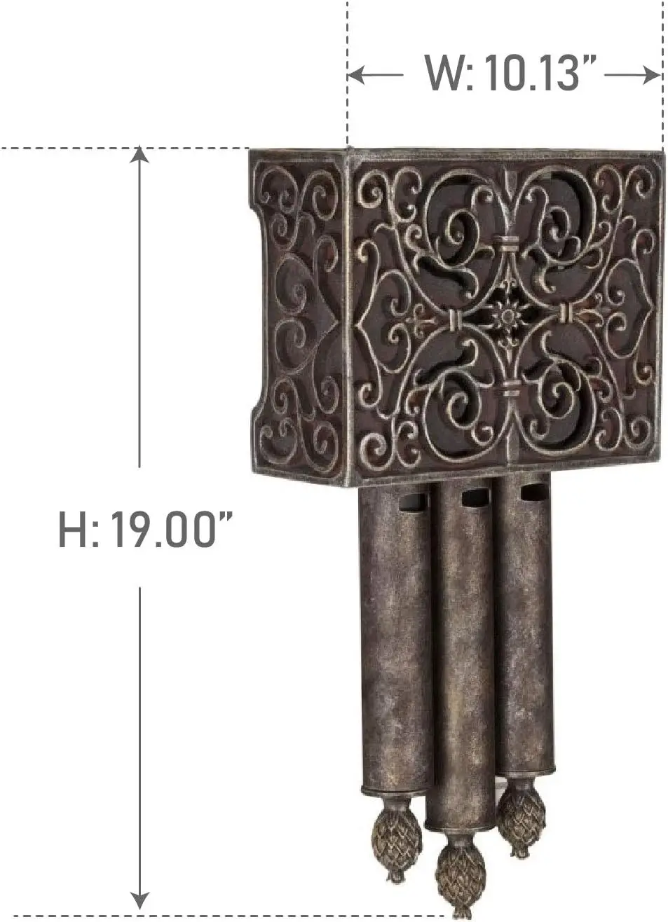 CA3-RC Westminster Carved 3 Tubes Short Door Chime, Hand Painted Renaissance Crackle (19