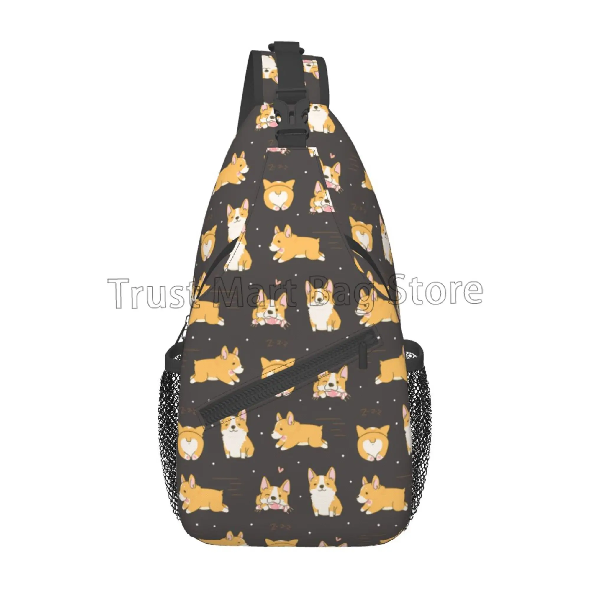 

Cute Cartoon Corgi Dog Sling Backpack Unisex Soft Chest Bags Crossbody Daypack for Travel Hiking Camping Casual Shoulder Bag