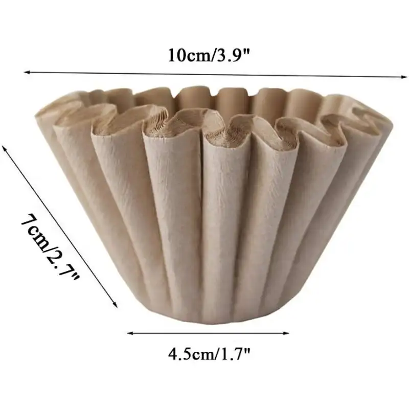 1-4 Cup Basket Coffee Filters,Natural Brown Biodegradable Basket Filters Paper Unbleached for Home Office Use, 50 Count