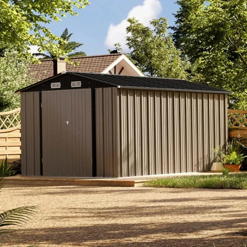 

8 X 12 FT Metal Storage Shed for Outdoor, Steel Yard Shed with Design of Lockable Doors, Utility and Tool Storage for Garden