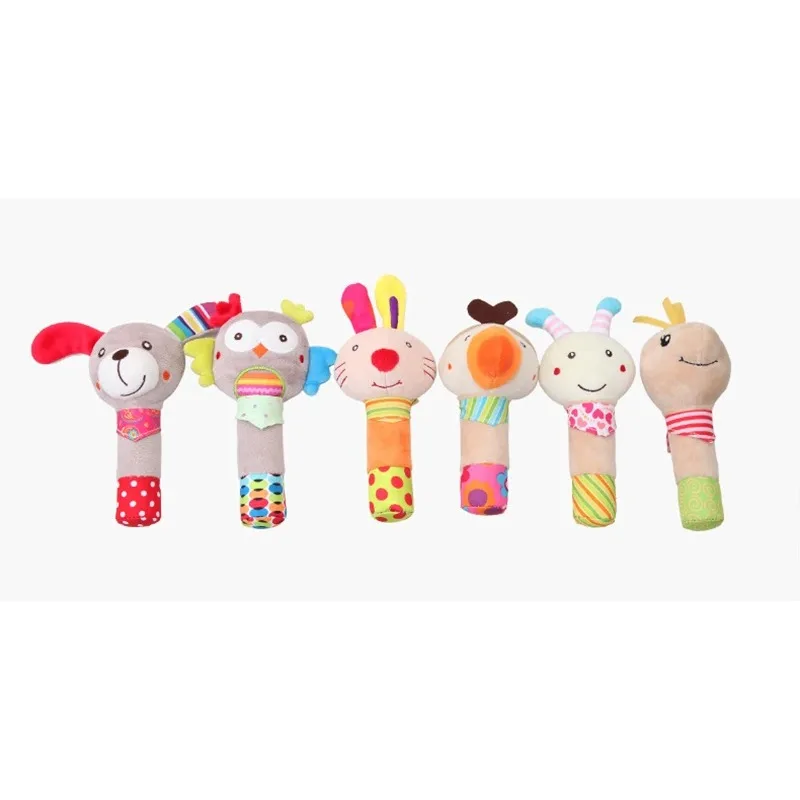 New Baby Plush Rattles Cartoon Animals Grab Ability Training Toy Infant Stroller Bed Hanging Bell Plush Dolls Educational Toys