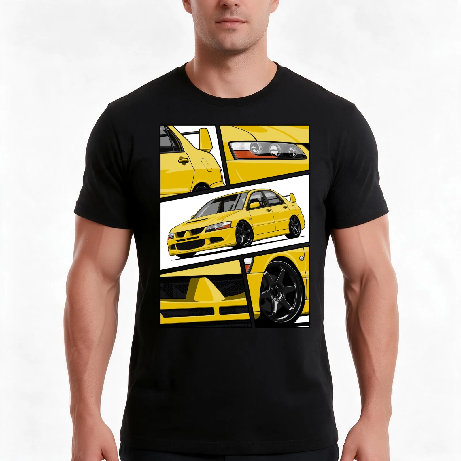 Lancer Evolution VIII (Yellow) T-Shirt Summer Casual Cotton Tee Oversized Streetwear Tops Vintage Graphic Print 100% Cotton