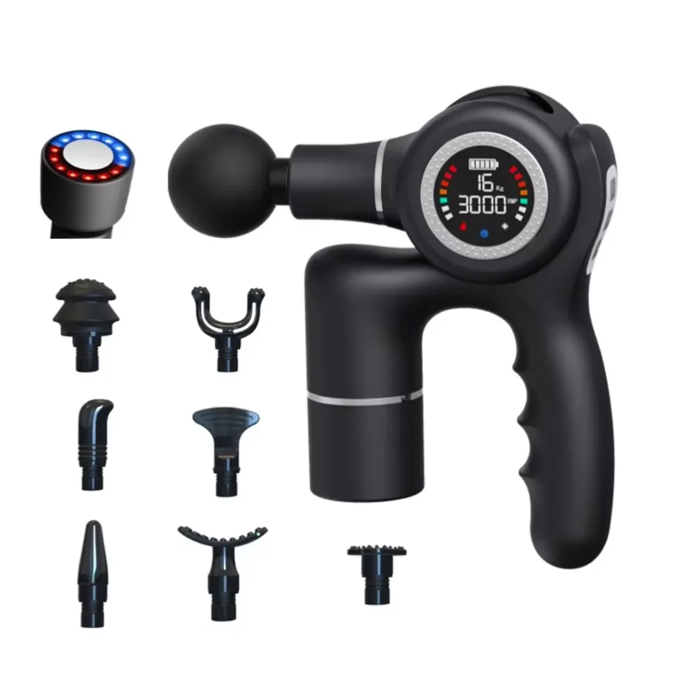 Hot Cold and Red Light Therapy Massage Gun 30W Brushless Motor 12mm Stroke Fascia Gun 2000mAh Deep Tissue Percussion Massager