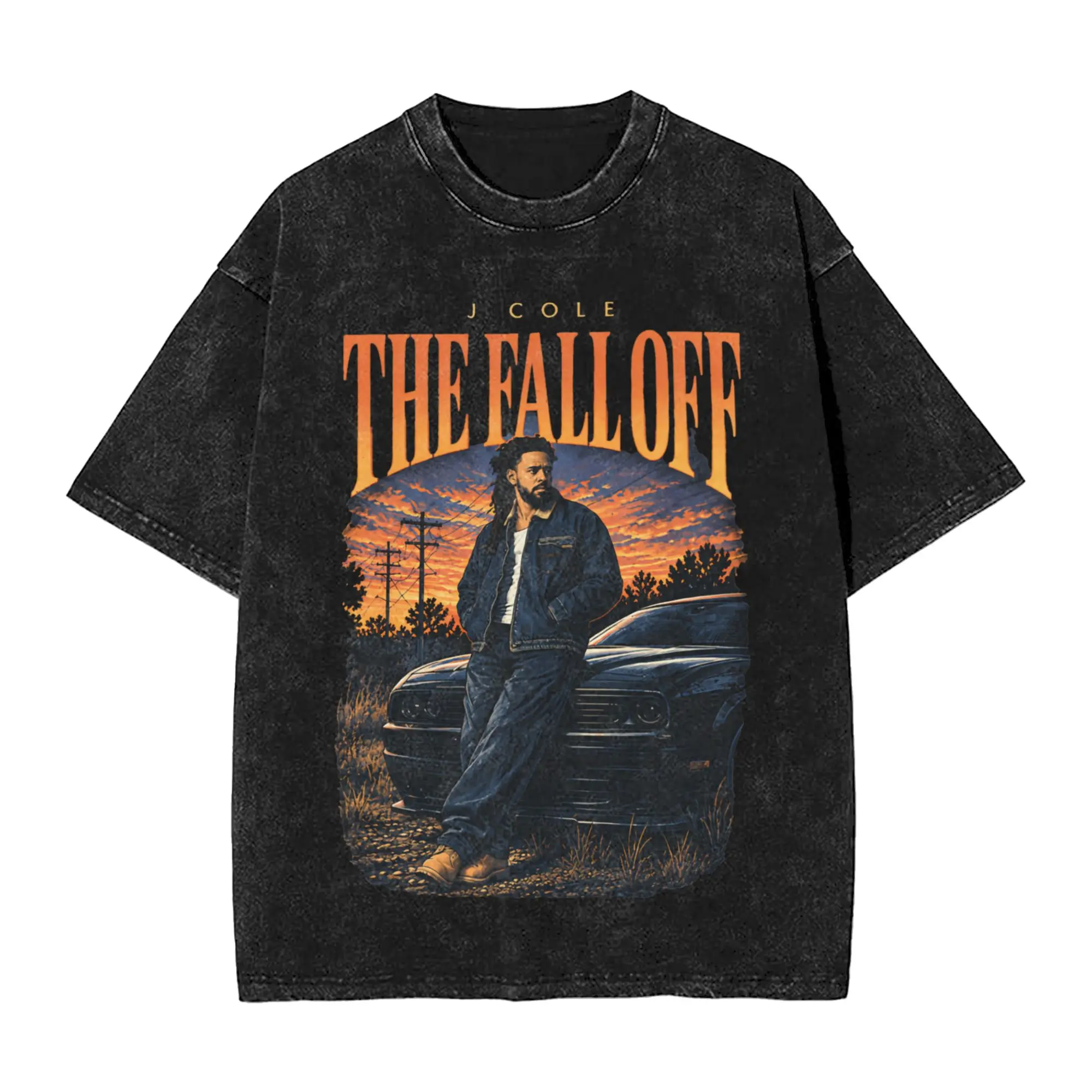 Harajuku Washed Shirts J Cole The Fall Off 2026 Tour Apparel Novelty T Shirt Oversize  Streetwear Short Sleeve Summer Tee Shirt