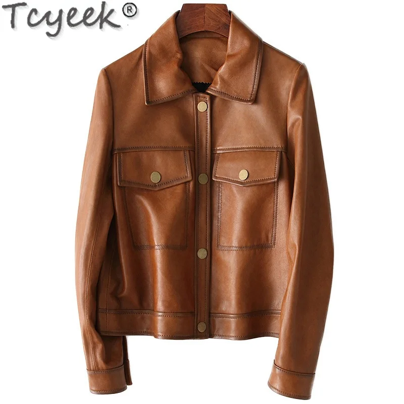 2023 Short 100% Real Leather Jacket Women Spring Autumn Genuine Sheepskin Coat Women's Clothing Jaqueta Feminina Gxy800