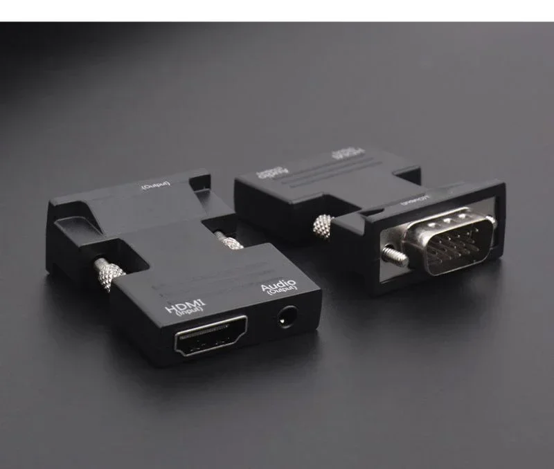 Compatible Female To VGA Compatible Male Converter With 3.5mm Socket Computer Laptop Television Audio Cable Adapter