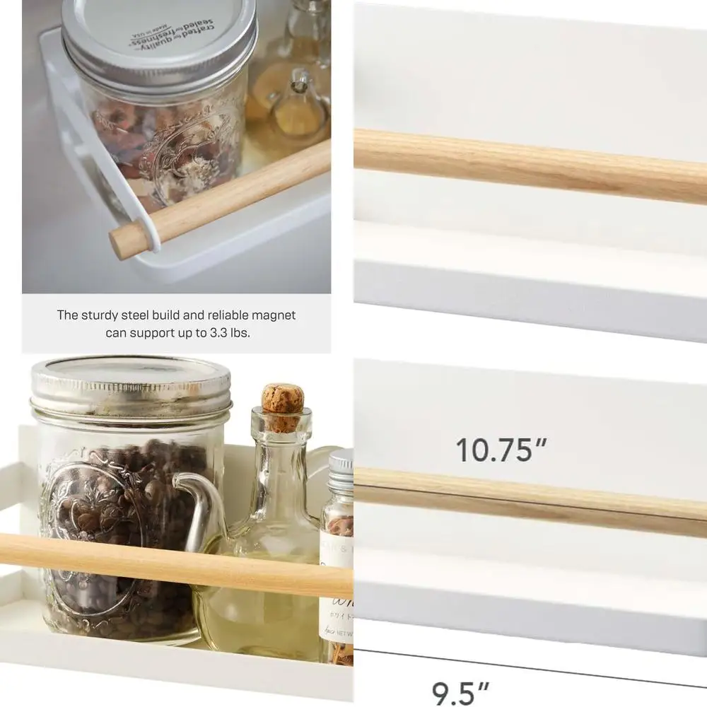 

Stainless Steel & Wood Magnetic Spice Rack Organizer for Fridge - Yamazaki Tosca Style