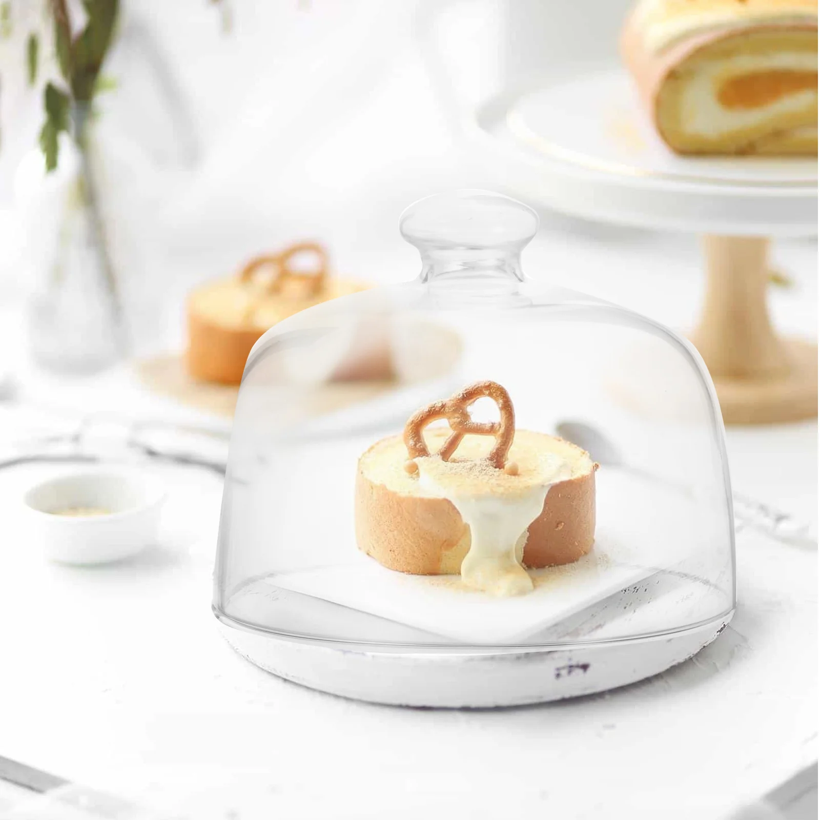 

1Pcs Cake Glass Cover Transparent Sturdy Glass Food Protective Cover for Dessert Pastry Food Snack Preservation Dust Proof
