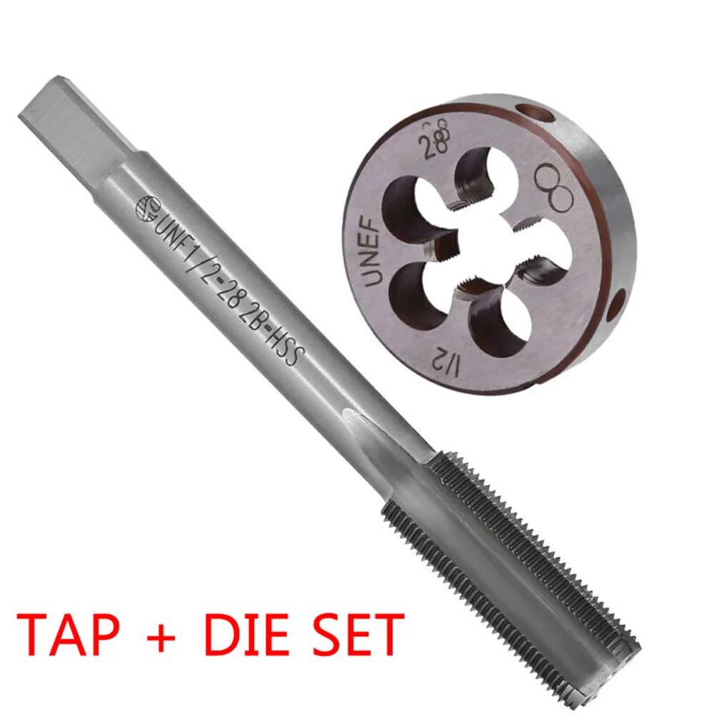 

2pcs/Set 1/2-28 Tap 1/2x28 Die TPI Kit UNEF HSS Right Hand Thread Tools Titanium Nitride Coated Tap Die Rust Free Taps Die