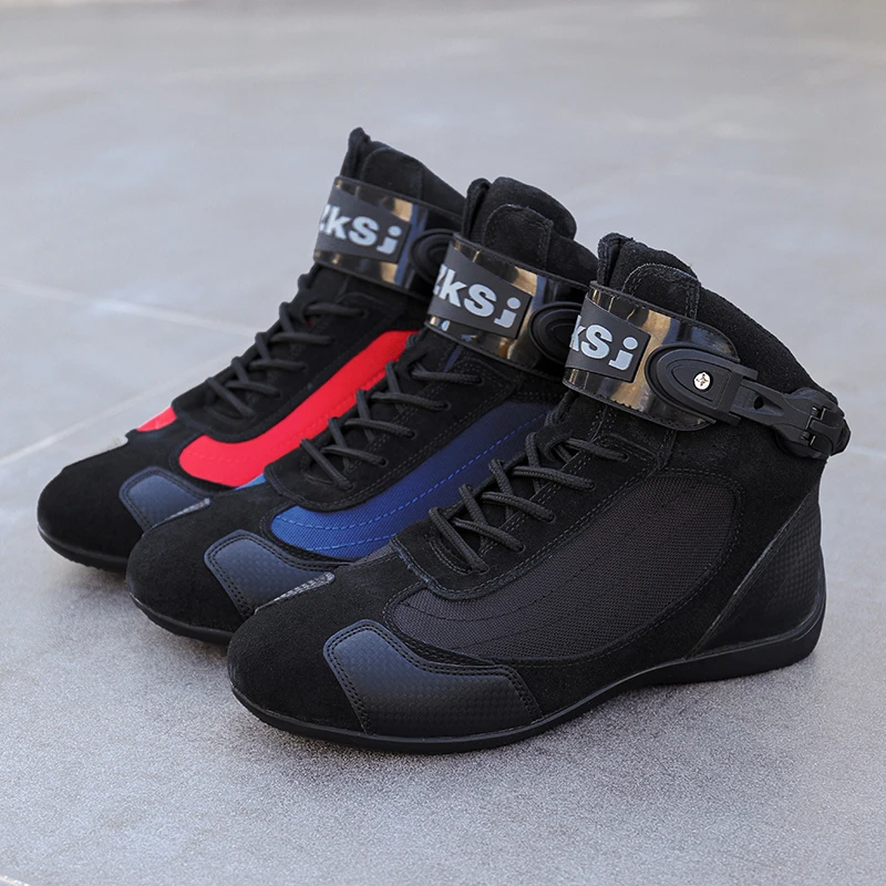 Stivali da moto classici da uomo Scarpe da kart da corsa da motocross leggere e traspiranti Calzature da motociclista Go-Kart