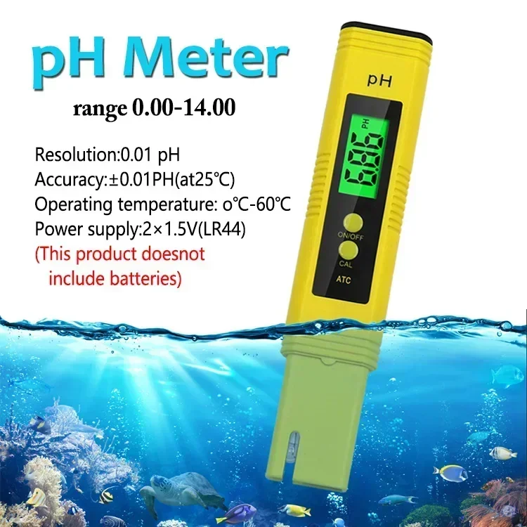 0,01 PH Tester di qualità dell\'acqua ad alta precisione Misuratore PH LCD digitale Gamma di misurazione Penna per test PH adatta per piscina acquario