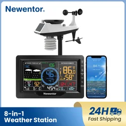 Stazione meteorologica multifunzione 8-in-1 temperatura umidità orologio velocità del vento e pluviometro previsioni del tempo con sensore esterno