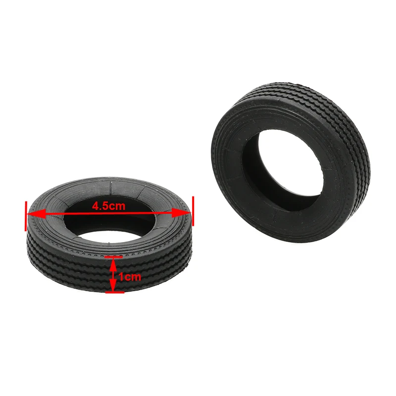 12PCS 1/24 Scale 1cm Thicken Rubber Tire Skin Diameter 4.5cm Tyre DIY for RC 1:24 Toys Heavy Truck Dump Car Wheel Accessories