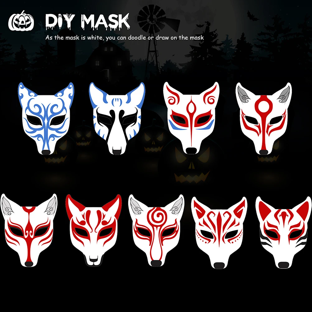 

2pcs Foxes Halloween Mask Adult Party Accessory Adorable Animal Face Mask Glow Design Festival Cosplay Decoration
