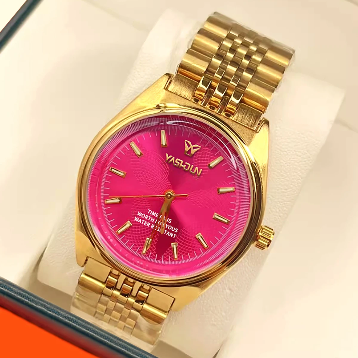 YASHIDUN 2025新作 レディース腕時計 クォーツ腕時計 高級 シンプル文字盤 ラグジュアリーゴールドカラー レディース ヴィンテージ腕時計 防水