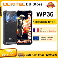OUKITEL WP36 Android 13 Rugged Phone 16GB(8+8) RAM 128GB ROM 10600mAh 128dB Loud Speaker 6.52'' HD+ Display 13MP NFC Smartphone
