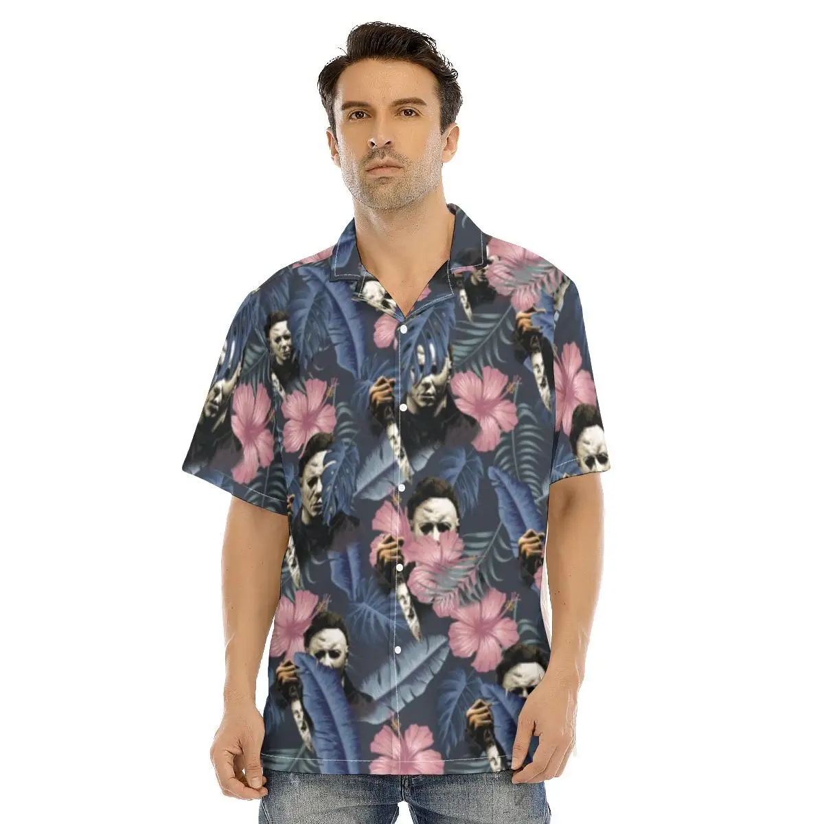 New Hawaii Shirts Horror Movie Murderer Designs Print Summer Beach Short Sleeve Cuban Collar Shirts Vintage y2k Clothing