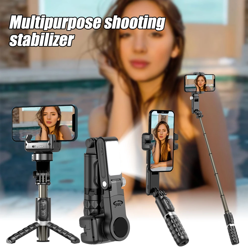 Mobile Phone Panoramic Following Anti-shake Stabilizer Desk Selfie Stick Handheld PTZ Live Video Fill Light Tripod Stand