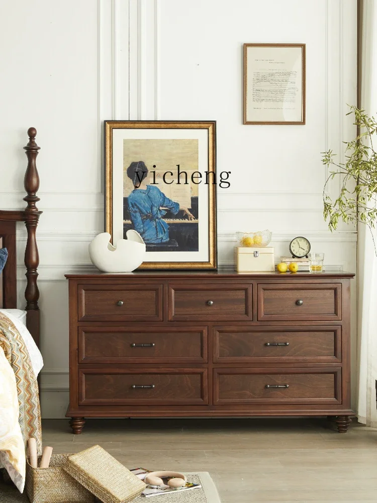

simple American all-solid wood long chest cabinet bedroom country seven chest cabinet living room locker