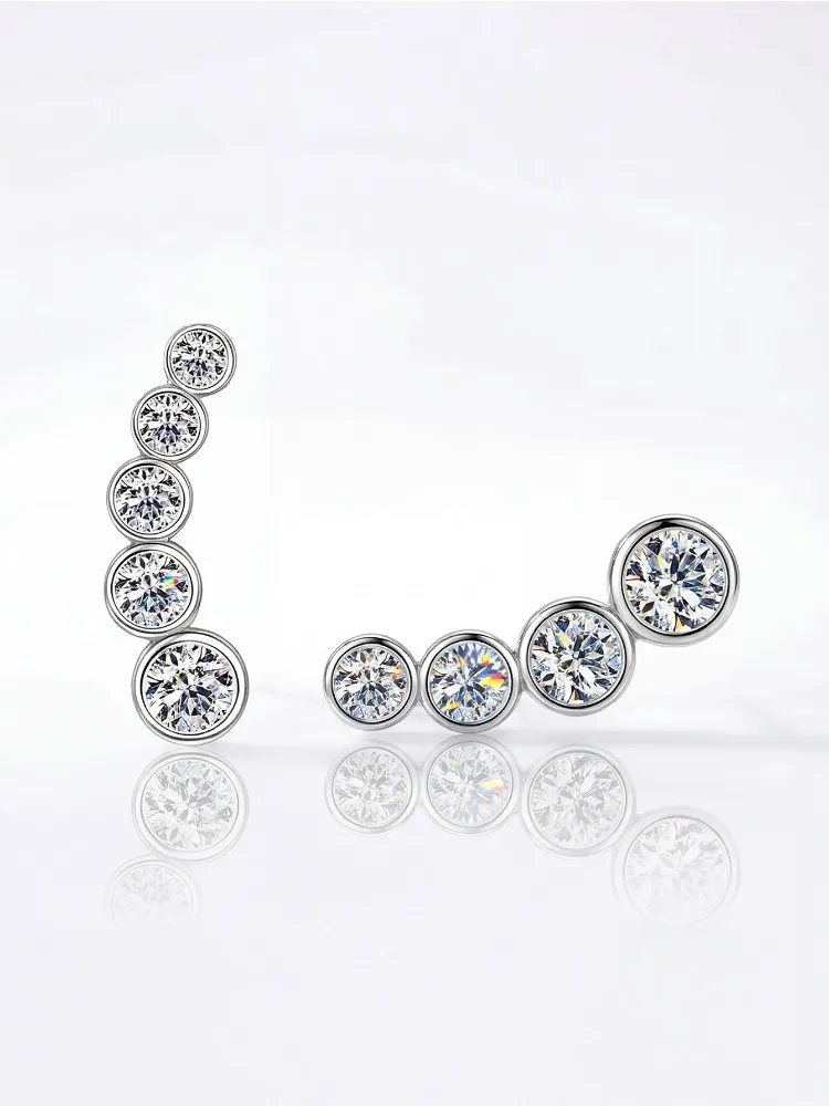 Glänzende 0,86 CT gebogene Ohrstecker mit echtem Moissanit-Diamant für Damen, echtes Geschenk, Schmuck für Dates und Jubiläen – Detail 5