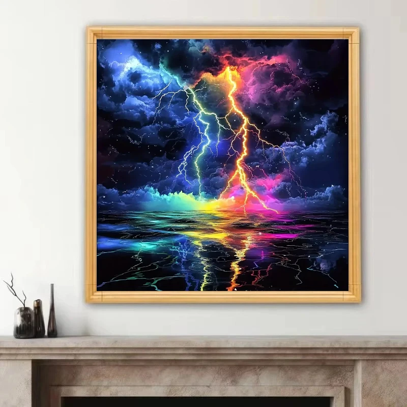 Peinture à l'huile par numéros, toile abstraite colorée avec nuages et orages, décoration murale pour salon, décoration de la maison, cadeau, sans cadre