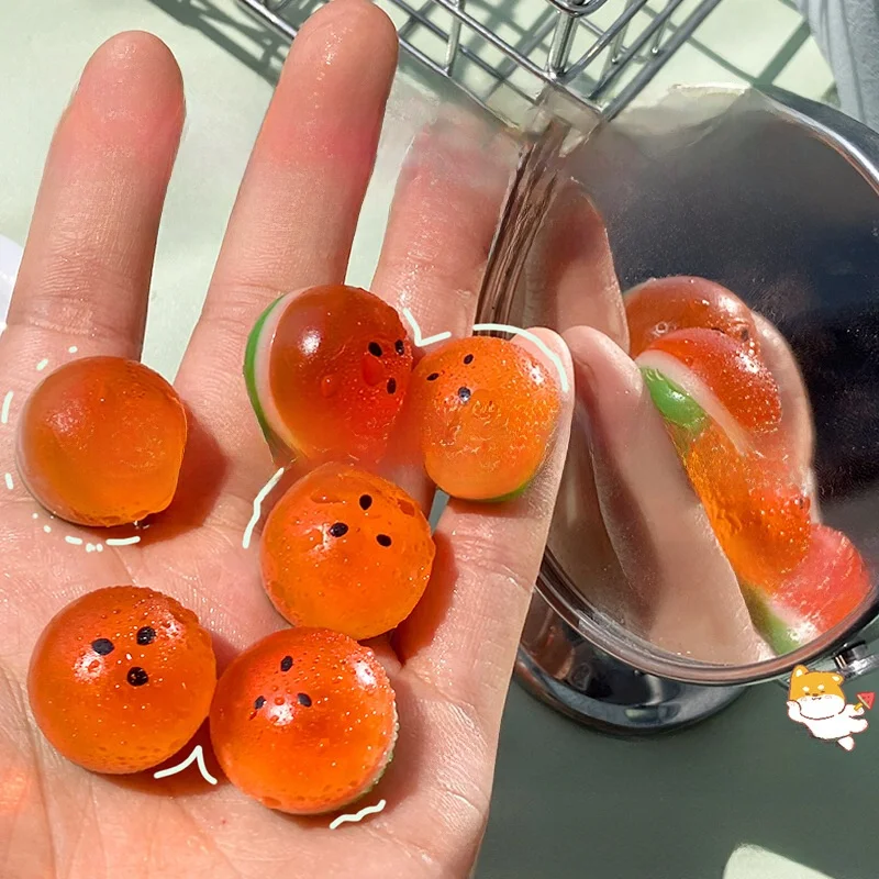 3/6/10 個新タバスクイーズクリアミニかわいい小さなスイカボール小さなギフトソフト粘着スイカボールボール子供賞ギフト