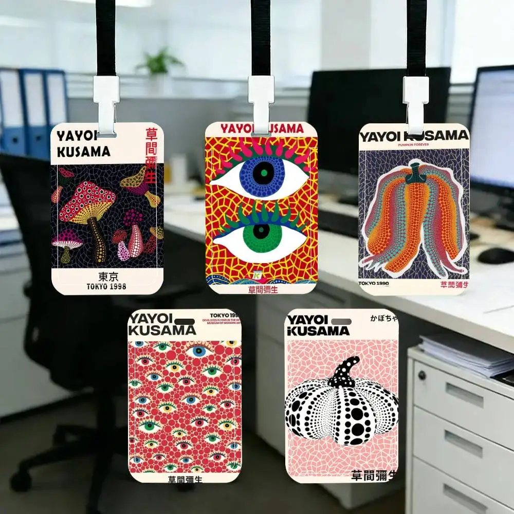 

Yayoi Kusama Pumpkin Works ID Card Holder Neck Strap Pendant Door Badge Holder Lanyards Keychain Work Credential Case Gift